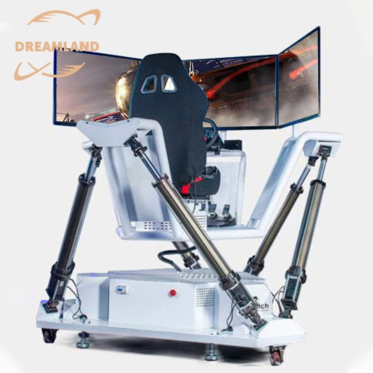 Factory Sell 9D Virtual Reality 6 Dof 3 Screen Motion Platform F1 Ride 3D Driving Car Racing Simulator for Mall