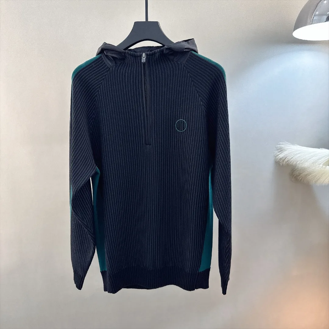 Men's Golf Hooded Knit Sweater 2026 Fall New Korean Style Custom Sporty Thick Warm Breathable Soft Stretch Casual Versatile Cozy