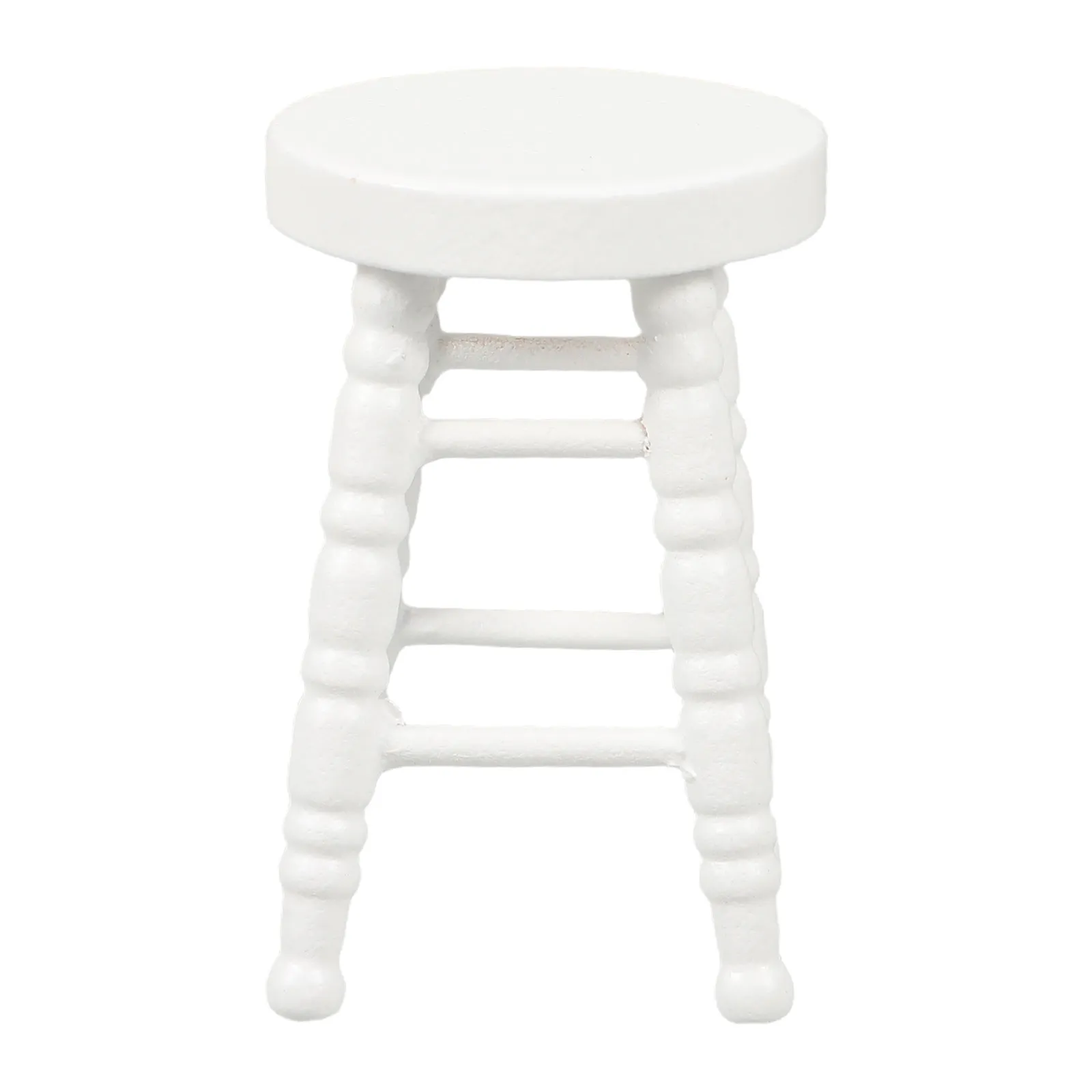 Wooden Dollhouse Stool Miniature Furniture Piece Exquisite Craftsmanship Detailed Design Sturdy Round Seat for Realistic