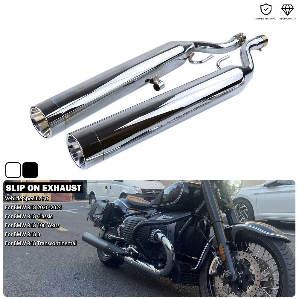 

Chrome/Black Slip Ons Mufflers Tail Pipe Slip-On Exhaust System For BMW R 18 Classic 100 Year R18B R18 B/Transcontinental 2020