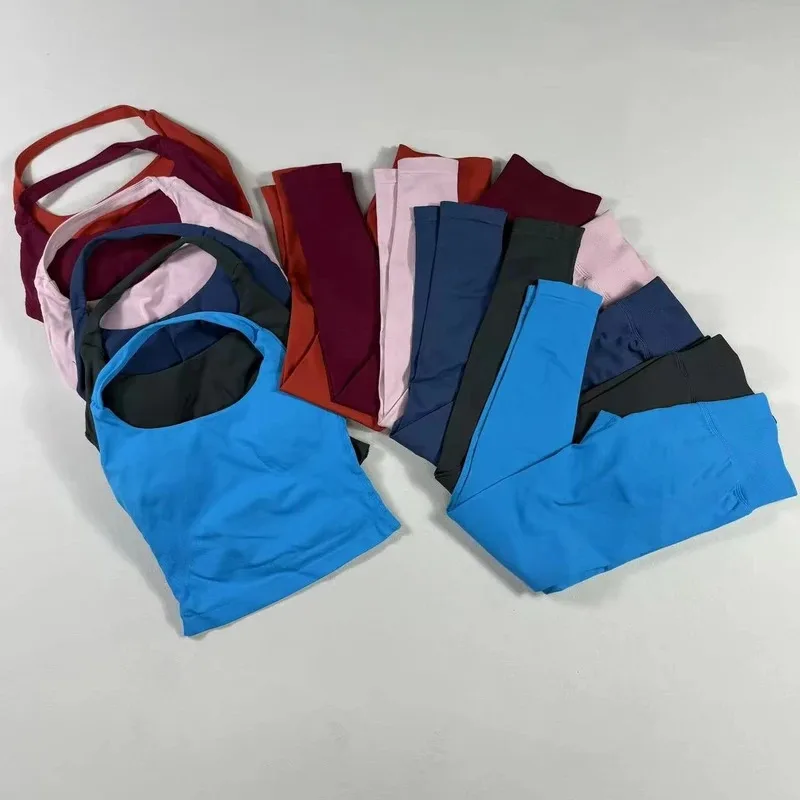 

Women's High Stretch Halter Top Shorts Set Gym Workout Yoga Fitness Active Wear Impact Outfit Legging Pants Tops Sets Clothes