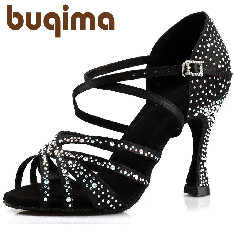 Rhinestone Dance Shoes Women Tango Salsa Latin Dance Shoes Ballroom Dance Heels Soft Sole Women Sandals Ladies Wedding Shoes