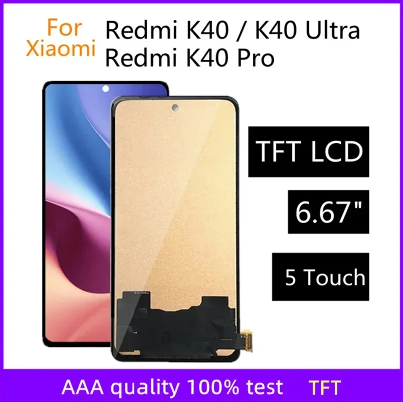 

ЖК-дисплей 6,67 "TFT для Xiaomi Redmi K40 Pro PLUS M2012K11C, сенсорный экран с дигитайзером для Xiaomi Redmi K40 Ultra, ЖК-дисплей