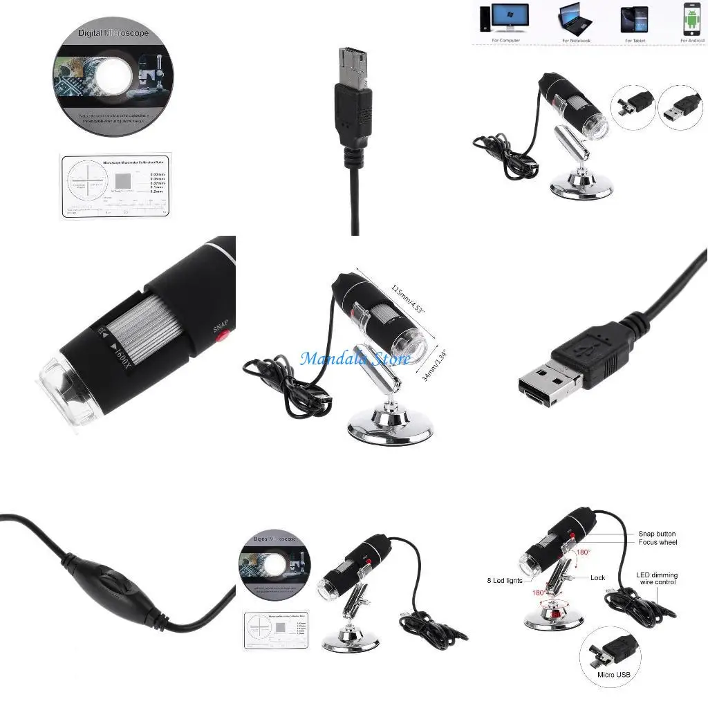 

U2JC Digital Microscope Magnification 8 LED OTG Endoscope 1600X Camera