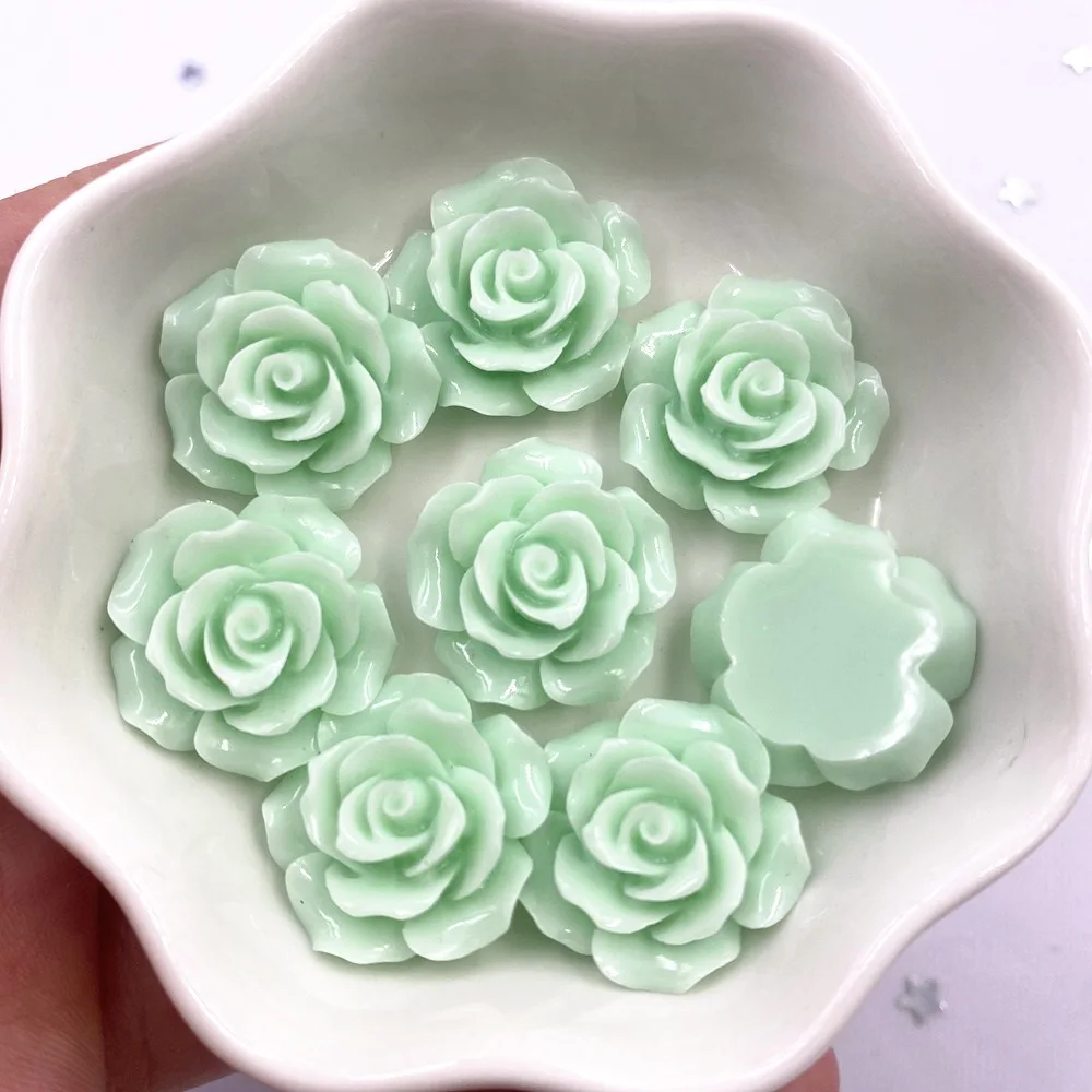 20mm Resin Shiny Rose Flatback Flower Rhinestone Gems Scrapbook Wedding Ornaments Applique Crafts DIY K910*3