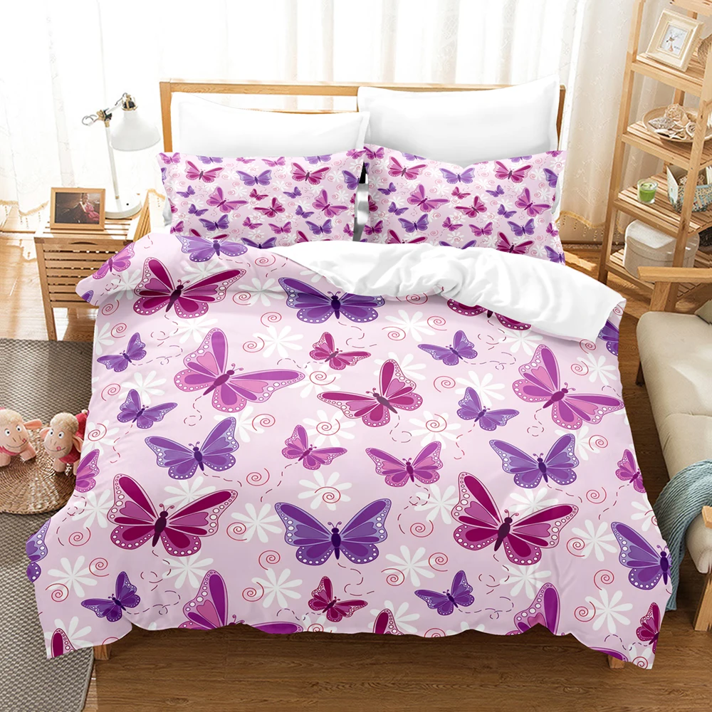 Butterfly Bedding Set Single Twin Full Queen King Size Mountain Elf Bed Set Aldult Kid Bedroom Duvetcover Sets 3D Print 038