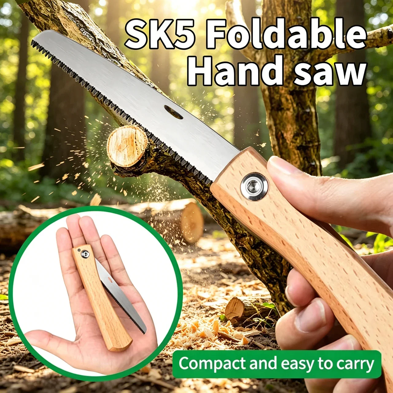 Folding Wooden Handle Hand Saw | Mini Flush Cut Pull Saw for Wood & Plastic | Portable Woodworking Trimming Tool