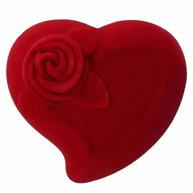 

Heart Shaped Ring Box Jewelry Display Box Engagement Wedding Jewelry Box Rose Design Couple Gift Box-ABUA