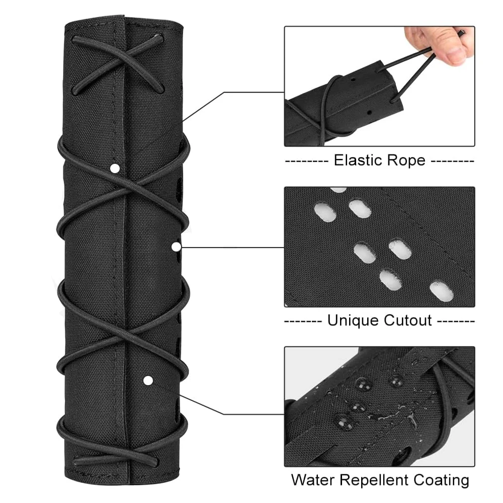 2Pcs Tactical Suppressor Cover 18cm Barrel Protective Case Airsoft Heat Resistant Suppressor Protective Cover Hunting Accessory