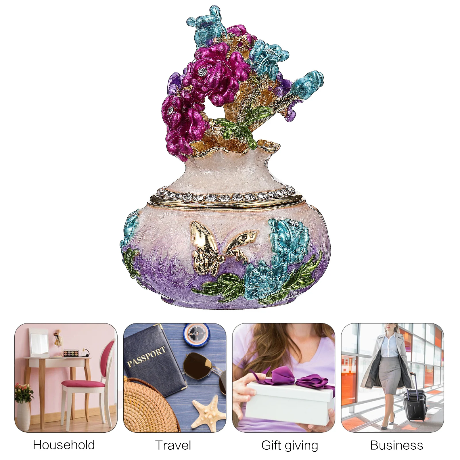 Metal Enamel Jewelry Box Elegant Design Long-Lasting Safe Material Perfect Gift for Women Girls Friends Ornament Home Decor