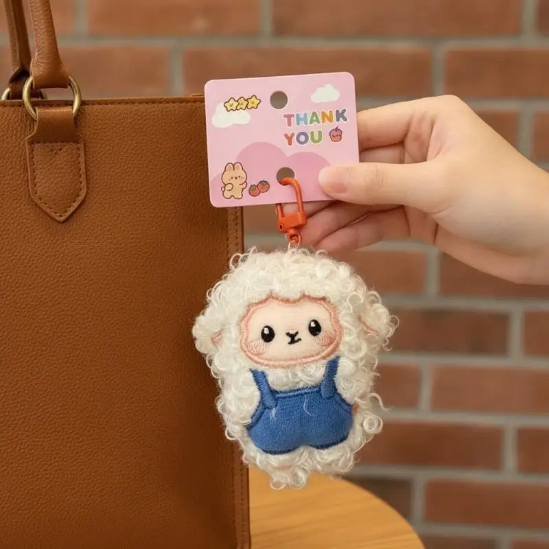 Cute Fluffy Sheep Plush Keychain Soft Curly Fur Charm 1Pcs Multi Colors for School Backpack Key Decor Friend Gift