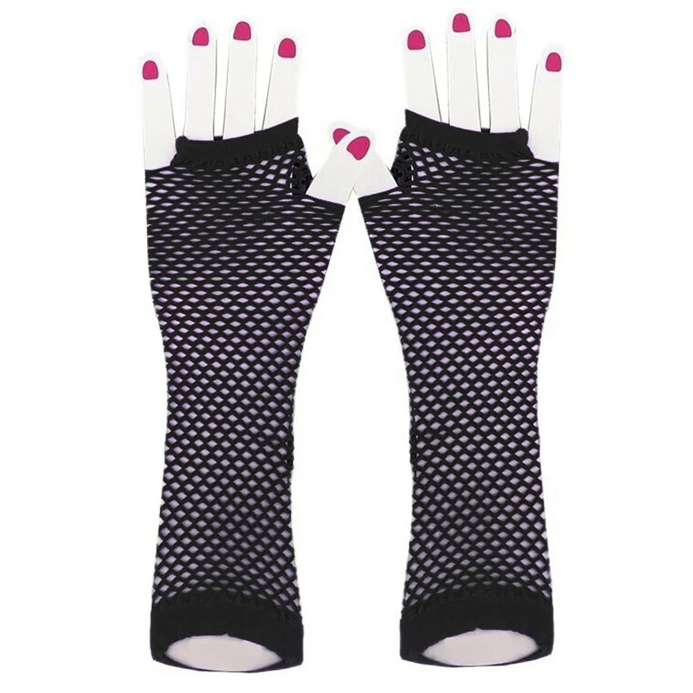 

Women Gloves Hollow Out Holes Sexy Punk Goth Ladies Disco Dance Costume Fingerless Mesh Fishnet Gloves Motorcycle Protection