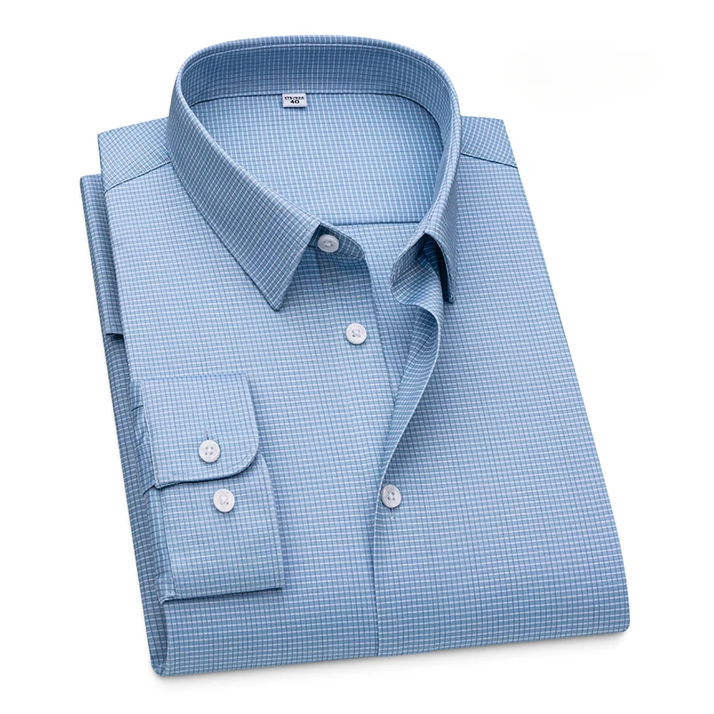

New Fabrics Classic Plaid Striped Shirt Men Long Sleeve Slim Fit Shirts for Man 3xl 4XL Business Men's Shirt Long Sleeve Casual