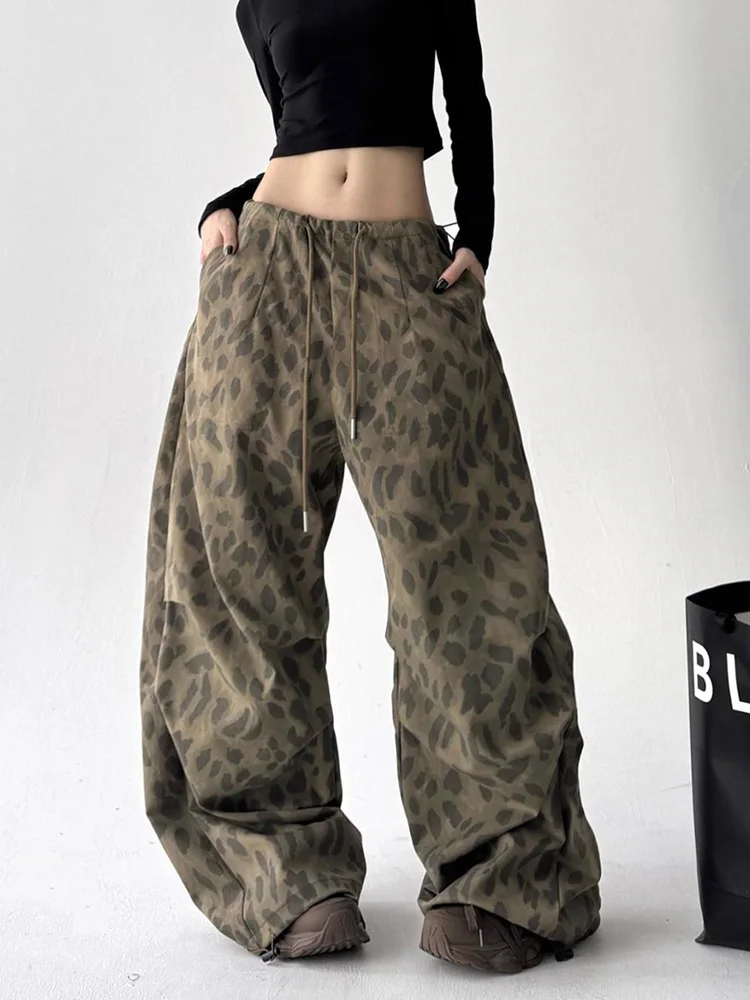 Leopard Y2K Wide Leg Pant Women Sexy Low Waist Loose Hip Hop American Trousers Spring Streetwear Vintage Bf Harajuku Casual Pant
