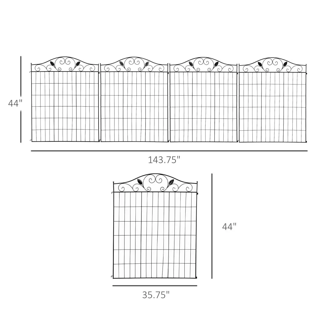 Ye Outsunny 4-Pack 44 x 36-Inch Garden Decorative Fence Panel, 12-Foot Linear Length, Steel Border Folding Fence for Landscaping view 3