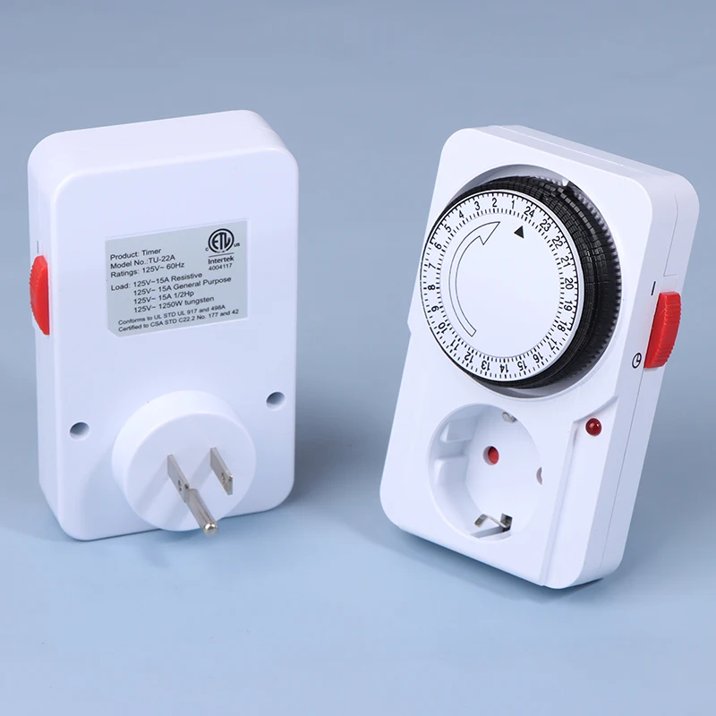 24 Hour Cyclic Timer Switch Kitchen Timer Outlet Universal Timing Socket Mechanical Timer 220VAC UK EU US Plug Timing Socket