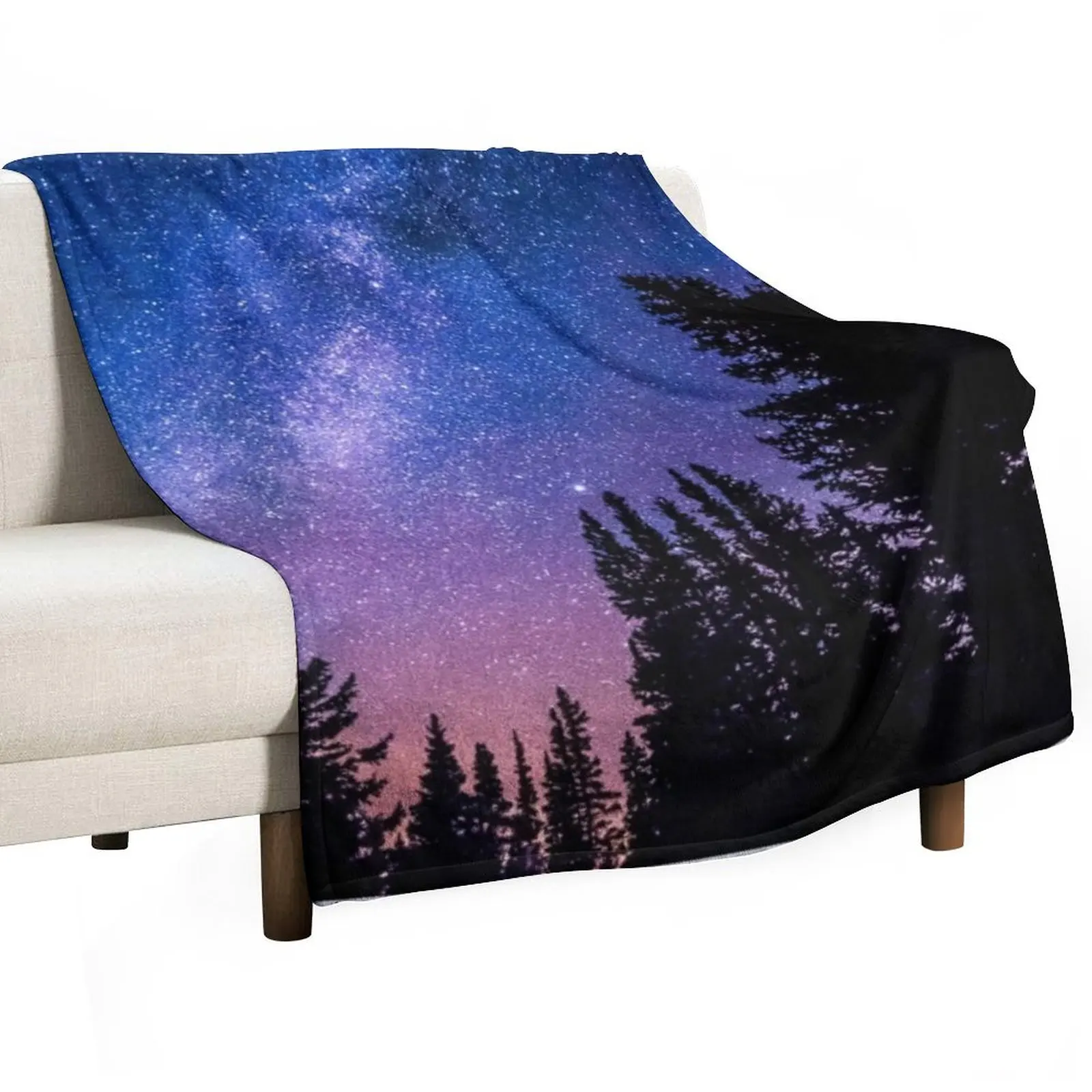 

Forest with a starry sky Throw Blanket Beautifuls Blankets Sofas Of Decoration Blankets