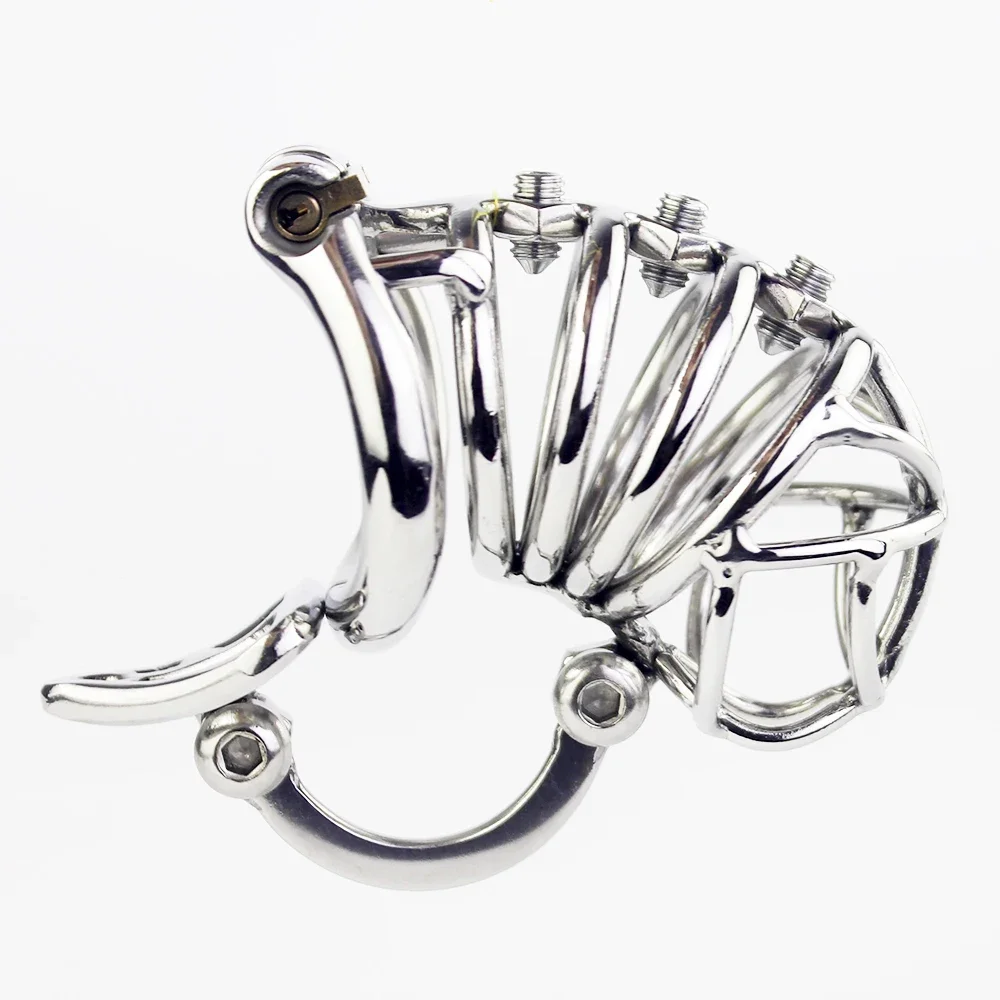 NEW Male Chastity Device Stainless Steel Chastity Cage With Removable Spikes And Adjustable Testicular Separated Hook Device