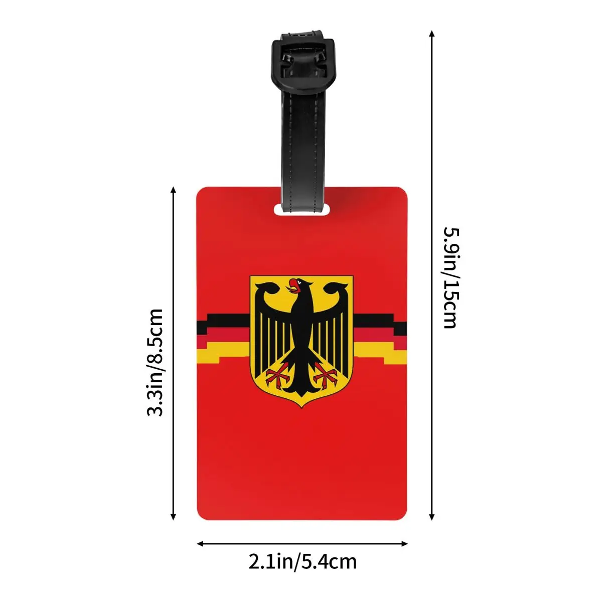 Étiquette de bagage personnalisée avec aigle allemand sur bouclier, étiquettes de bagages, couverture de confidentialité, nom et carte d'identité