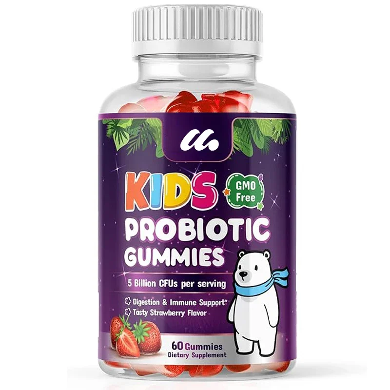 Kids Probiotic Gummies -Chewable Kid Probiotic Gummy Supplement - No Refrigeration Required - 60 Gummies