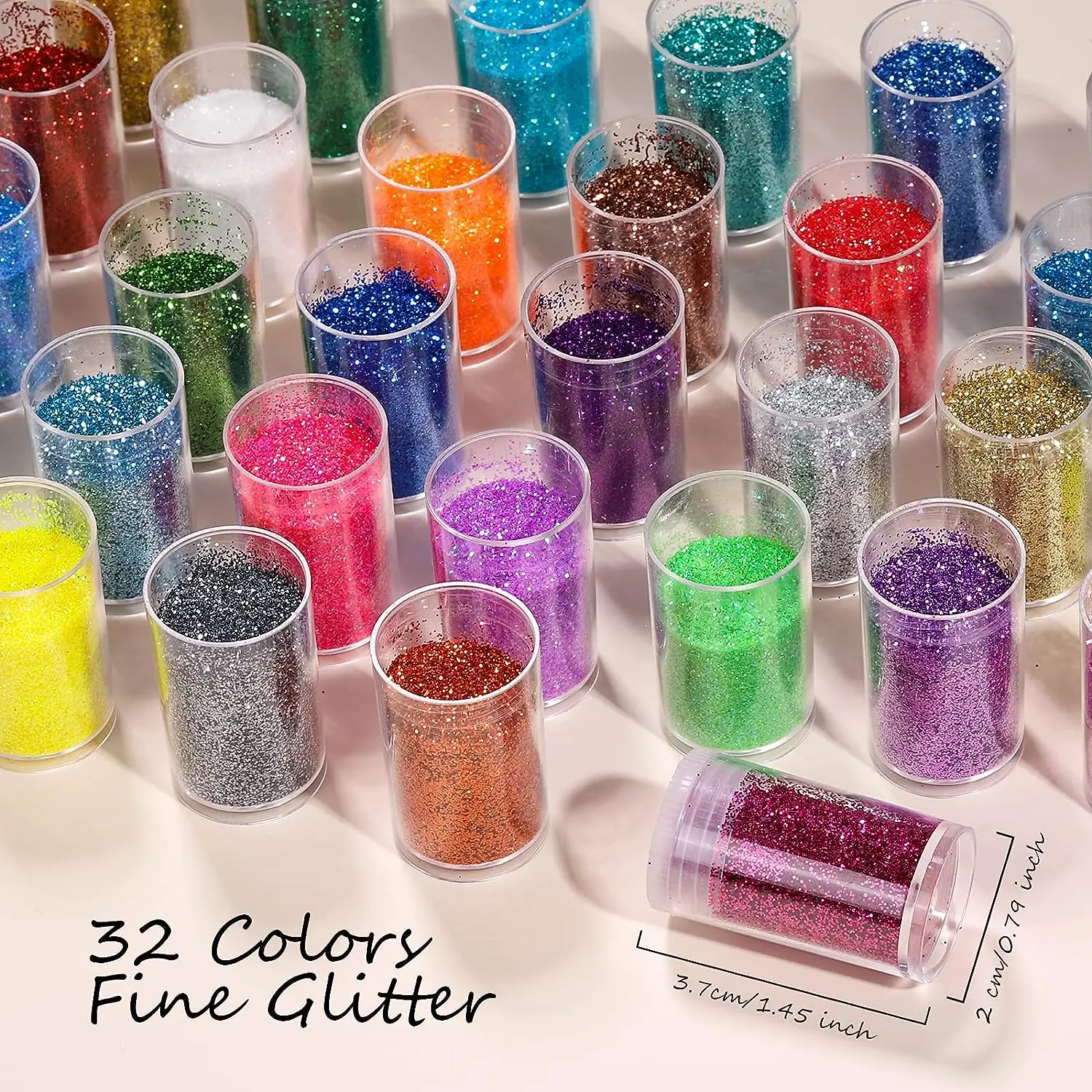 Sparkly Fine Glitter for Crafting,32 Colors of Nail Glitter Face Glitter Powder for Arts Crafts, Rainbow Body Glitter & Tattoo G