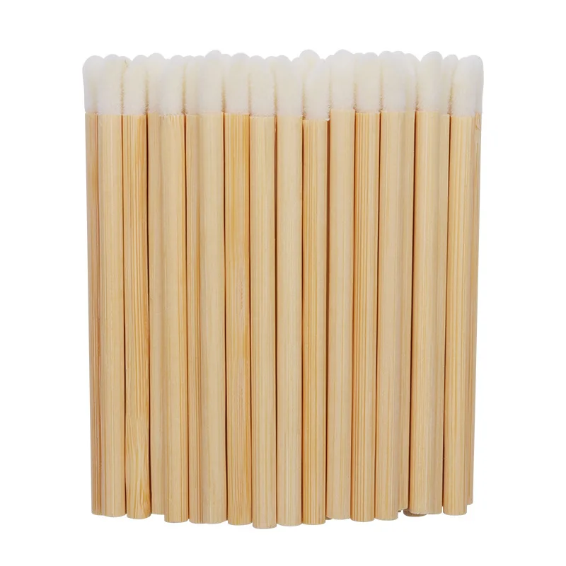 

100bags 50pcs/Bag Disposable Bamboo Pole Lip Brush Stick Portable Lip Gloss Brush Makeup Brush Beauty Tool Lipstick Brush