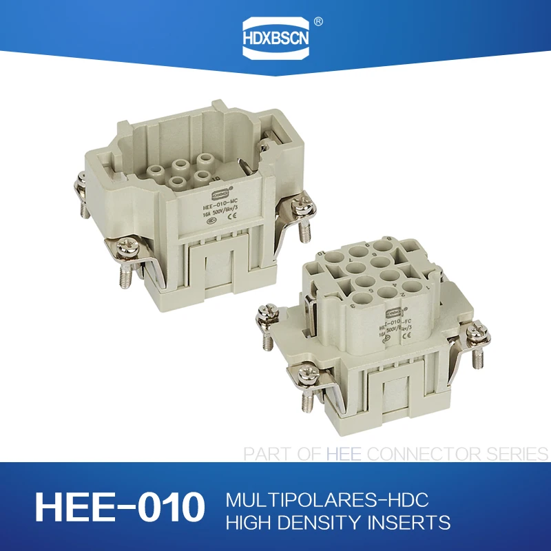 HDXBSCN Heavy Duty Connectors HDC-HEE-010 Male Insert 10pin 16A 500V Industrial rectangular Aviation connector plug