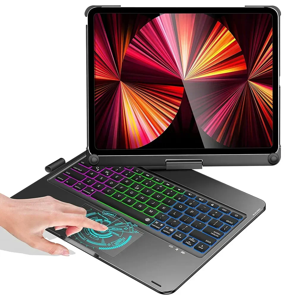 Magic Touchpad Keyboard Case Rotation for iPad 11th Air13 11 2024 M2 Pro12.9 11 iPad 10.5 10.2 10th Air4 5 Backlit Keyboard Case