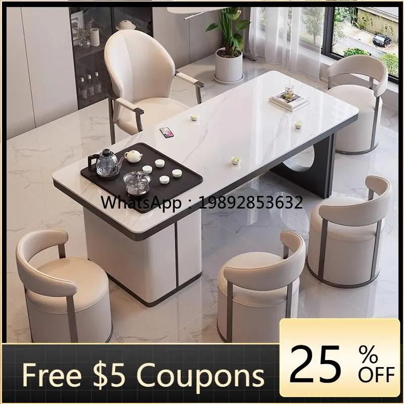 

LYY Tea Table Set Luxury Rock Slab Tea Table and Chair Combination for Balcony Office Living Room Home Smal Tea Desk