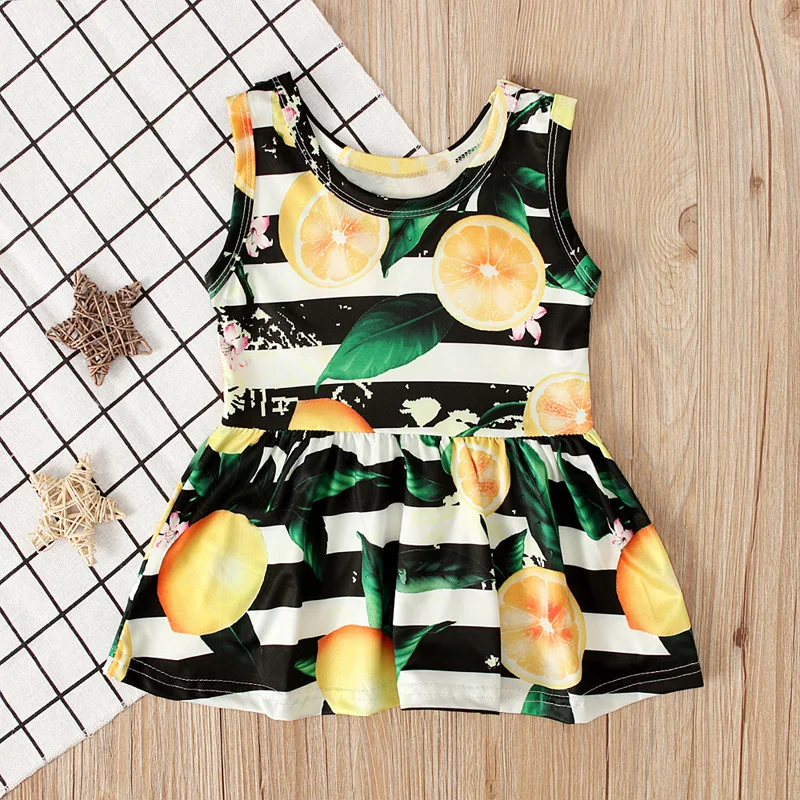 Summer Newborn Baby Girl Clothes 0 To 3 Months Fashion Lemon Print Sleeveless Cute Princess Toddler Dress Kids Dresses BC219