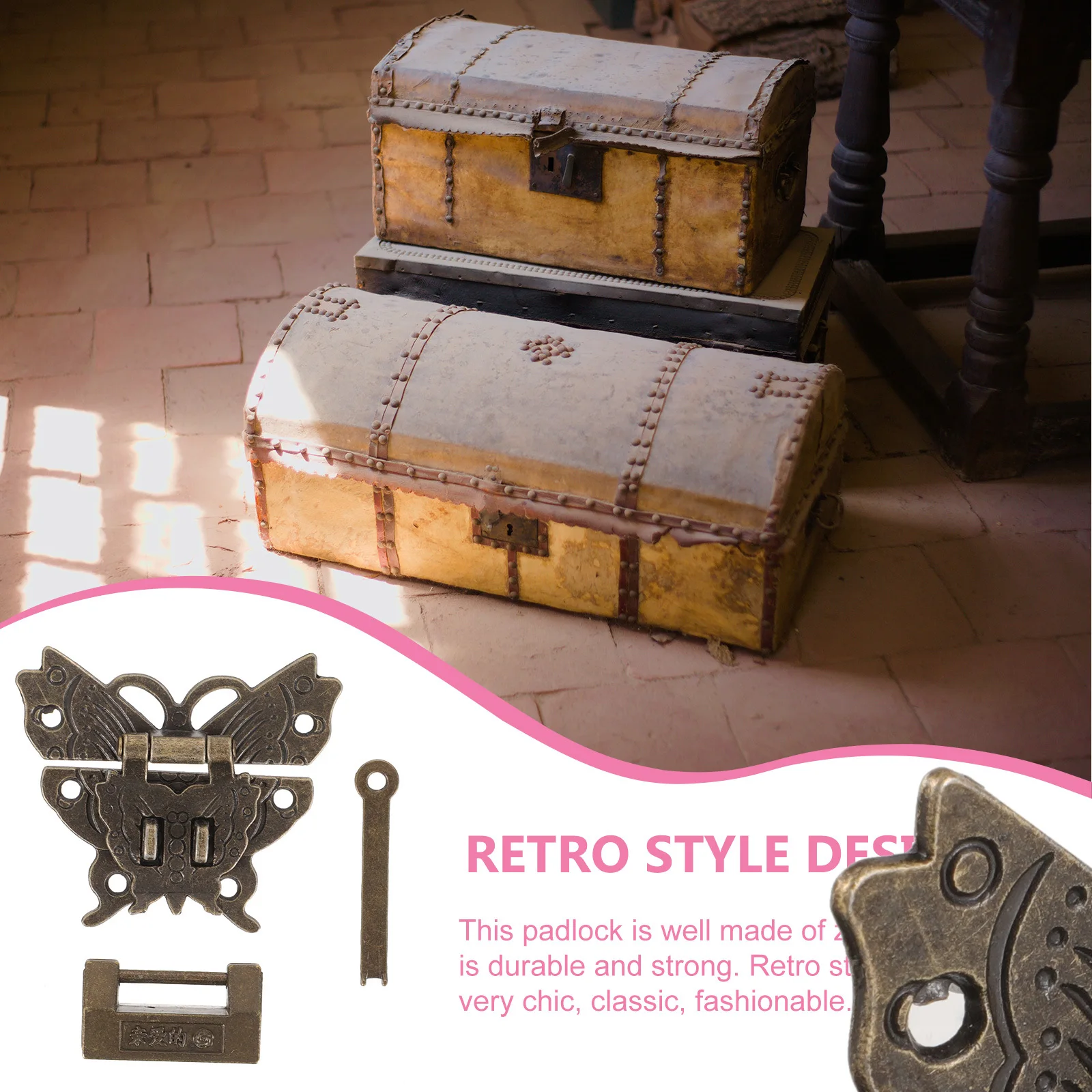 

1Set Retro Zinc Alloy Jewelry Box Padlock Latch Mini Lock for Wooden Box Cabinet Decorative Padlock Small Lock