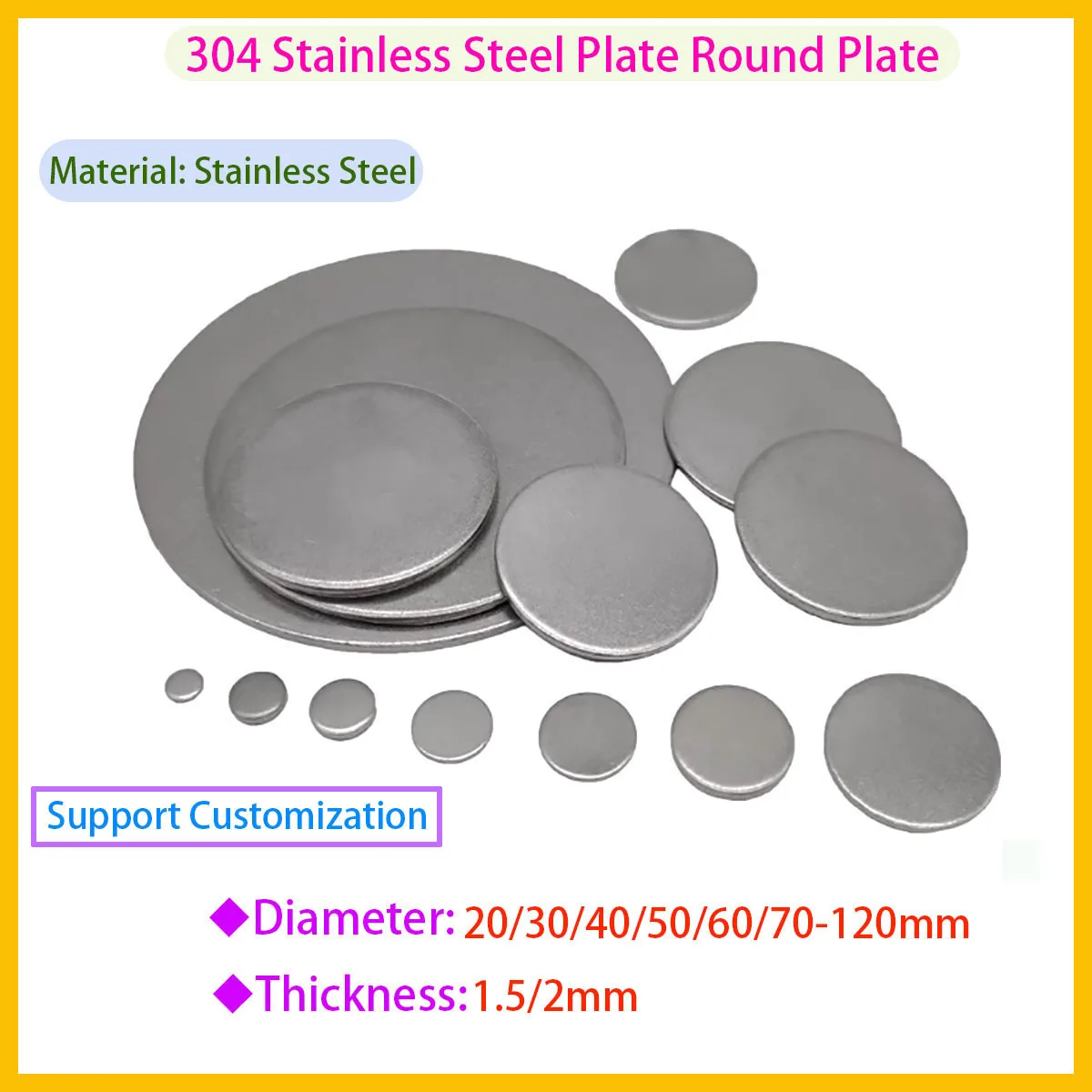 

304 Stainless Steel Disc, Circular Plate, Circular Steel Plate