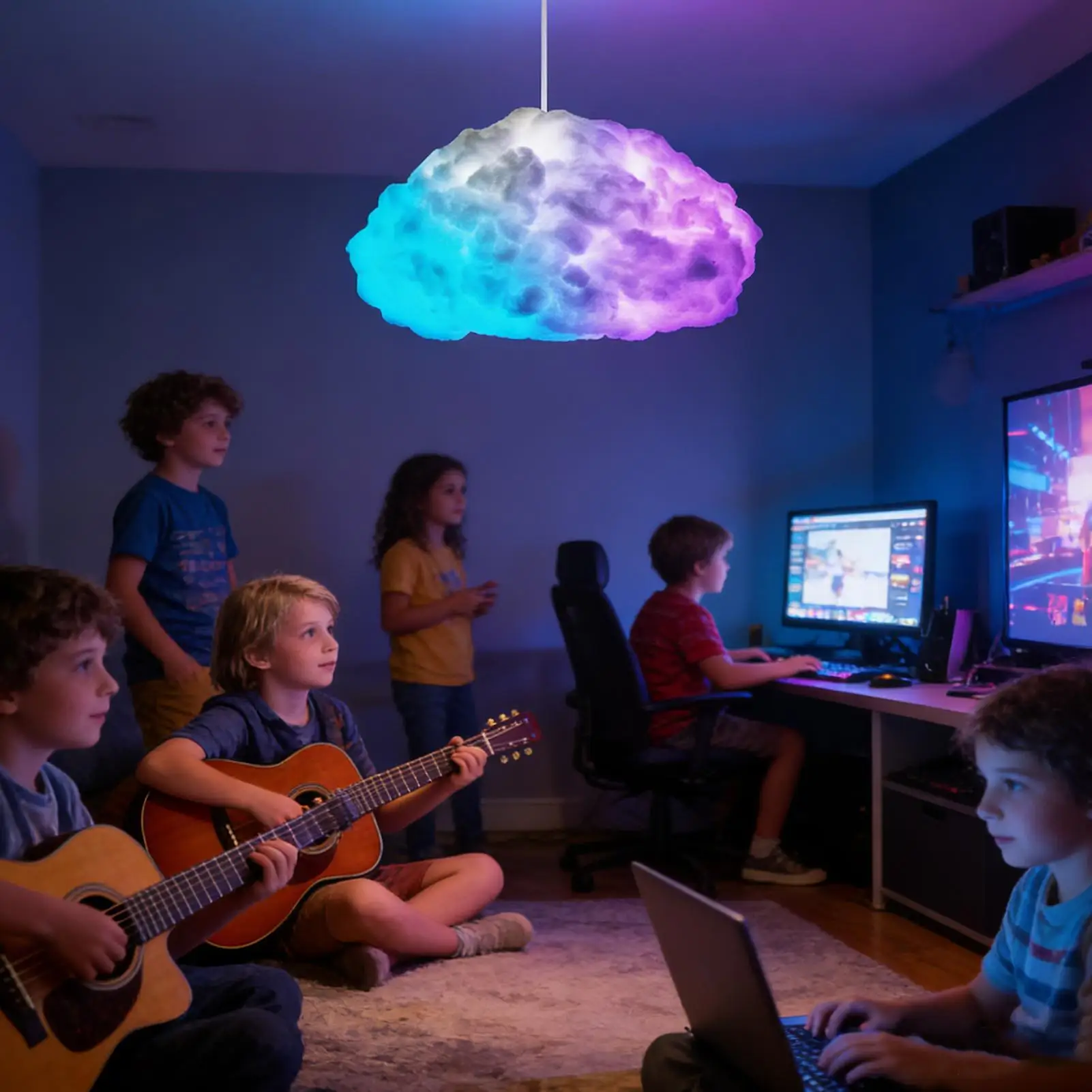 Ceiling Clouds With Lights DIY Lamp Atmosphere Decoration Color Changing Remote Control LED Cloud Lights For Living Room Kids