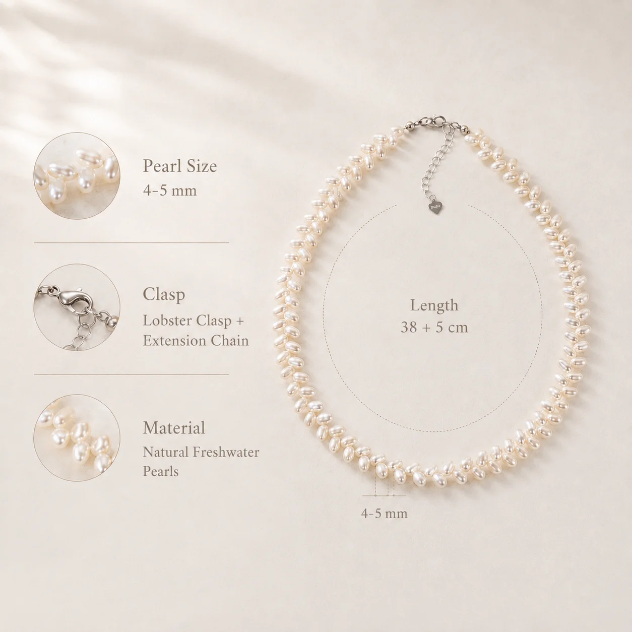 Natural Cultured Freshwater Pe - Pearl Choker Necklace Vintage recension och pris