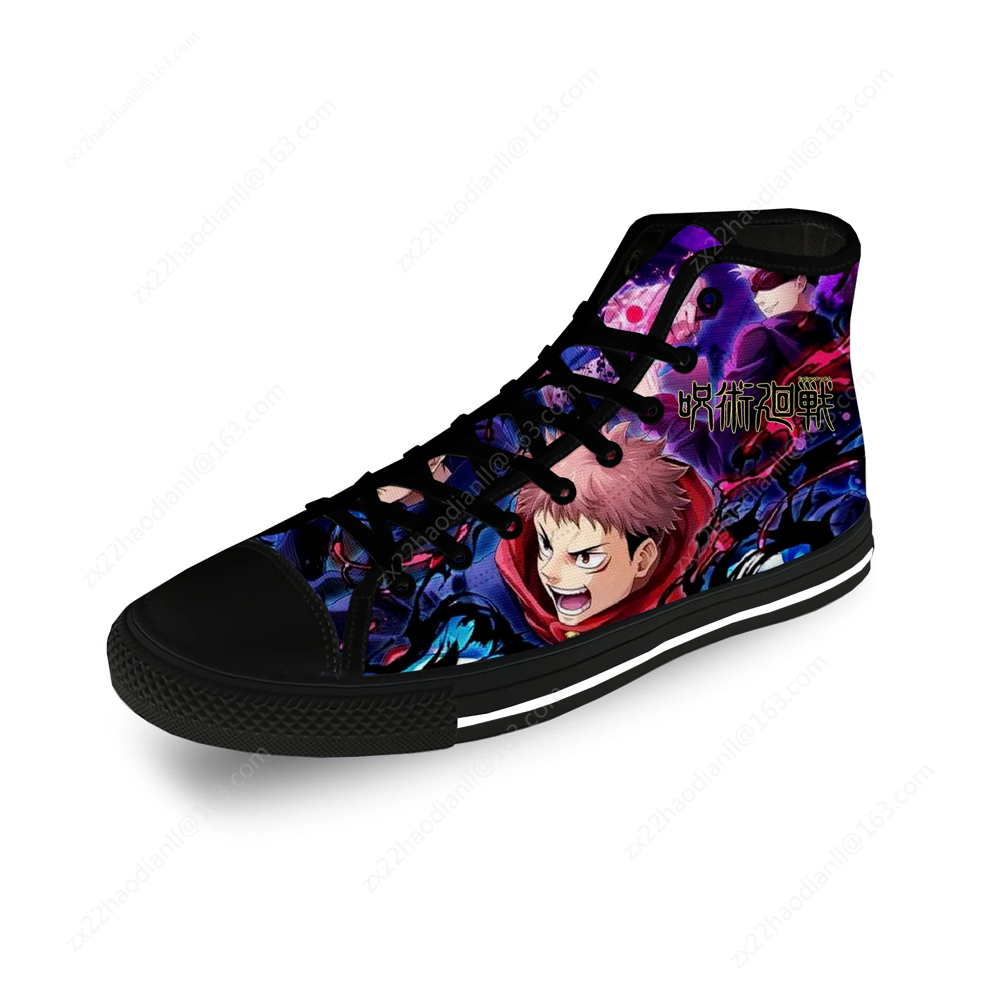 Japanese Anime Jujutsu Kaisen Gojo Satoru Casual Cloth 3D Print High Top Canvas Fashion Shoes Men Women  Breathable Sneakers