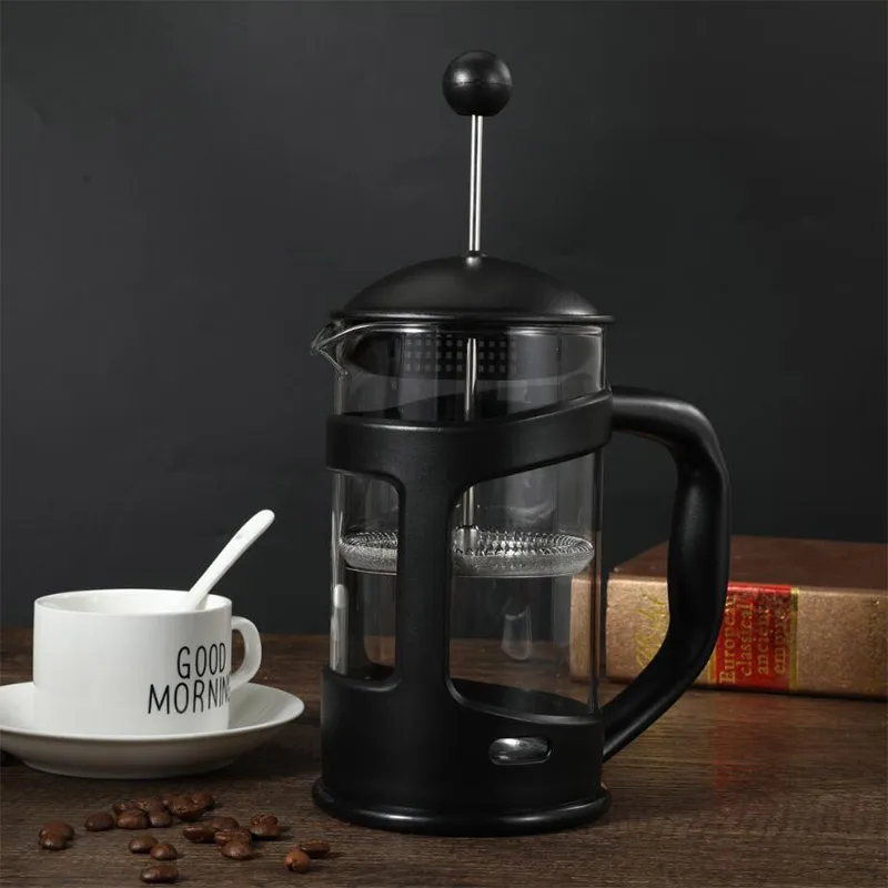 1PCS French Press Coffee Maker 350/600ML Hand Brewed Coffee with Stainless Steel Filter Cup Portable Home Office Coffee Pot