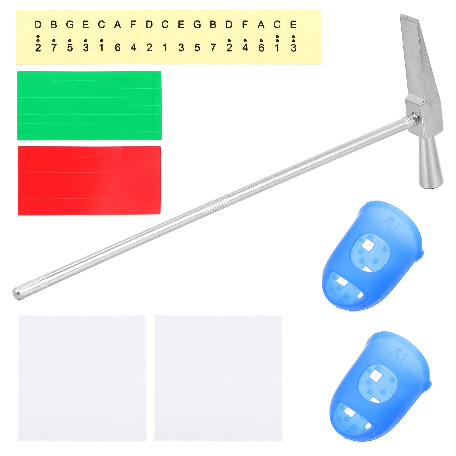 

Thumb Piano Accessories Practical Tuning Hammer Musical Instrument Accessory Cloth Cleaning Sheet Scale Stickers Finger Kit