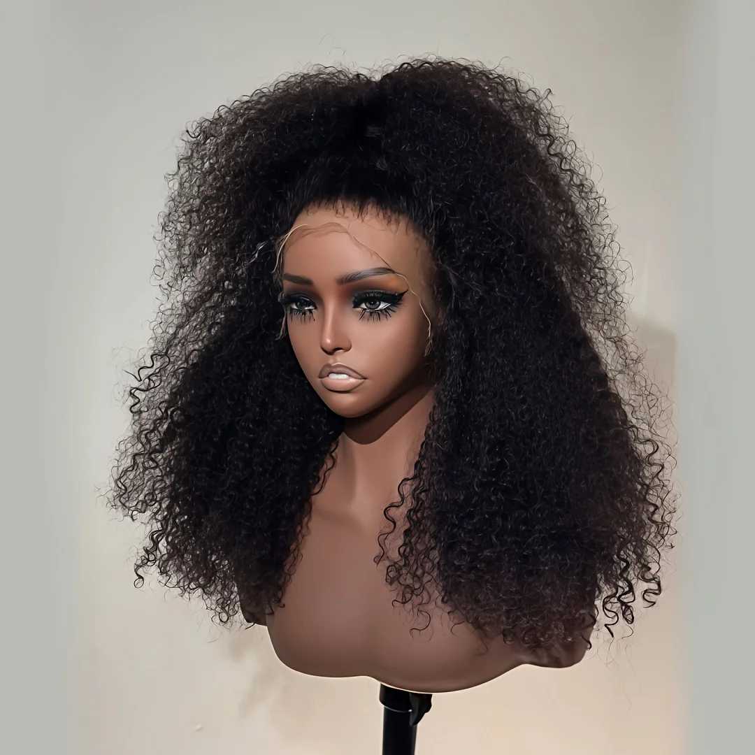 

Soft 26Inch Long Natural Black Kinky Curly 180Density13x4 Lace Front Wig For Women Babyhair Heat Resistant Preplucked Glueless