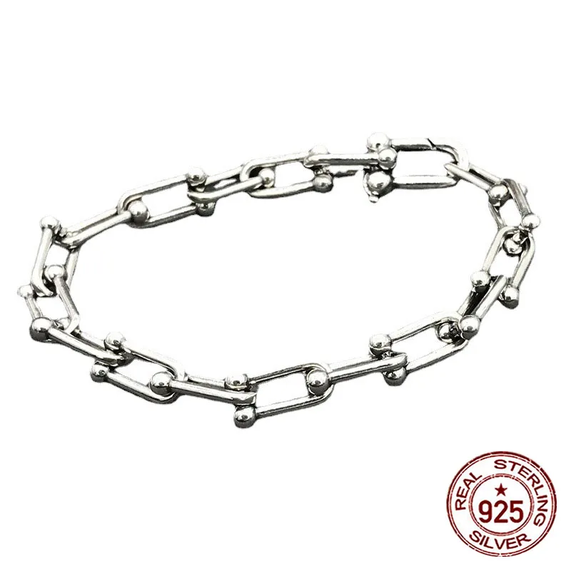 S925 pure silver U-shaped bracelet, personalized and simple chain accessory  Retro best friend fashion jewelry