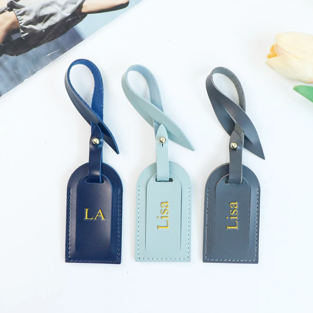 Customized name pu leather high-end and simple suitcase accessories luggage tags, boarding passes, identification plates