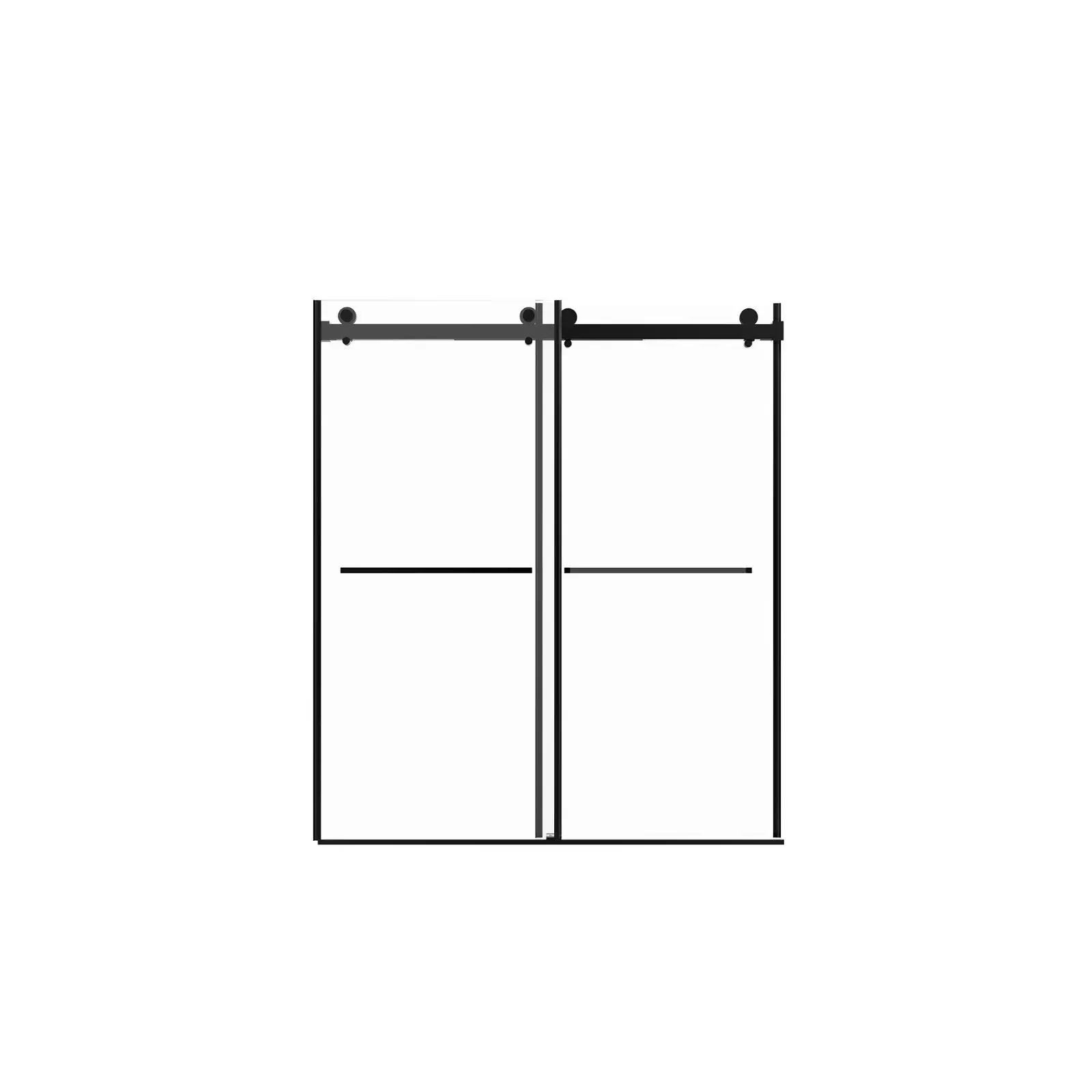 Matte Black Frameless Shower Door, Double Sliding, 56-60'' W x 76'' H, with