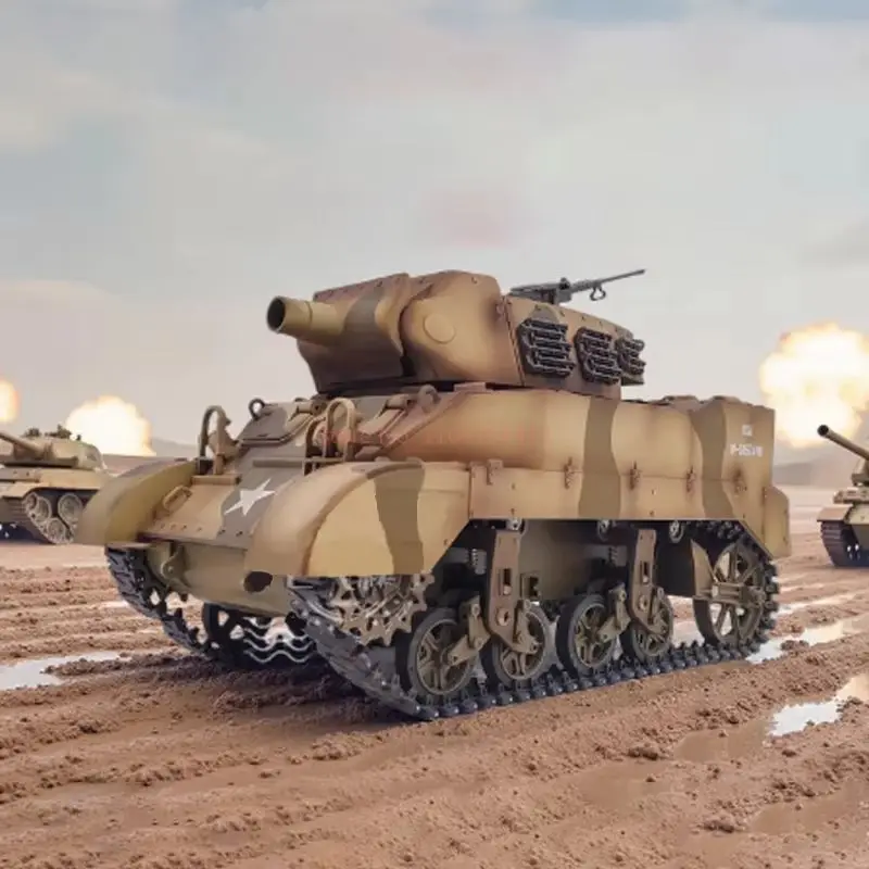 Char RC US M8 Scott Howi tzer, chariot à moteur M8, véhicule de Combat, jouets légers pour adultes garçons avec Rotation de la tourelle de fumée 360, 1:16 °