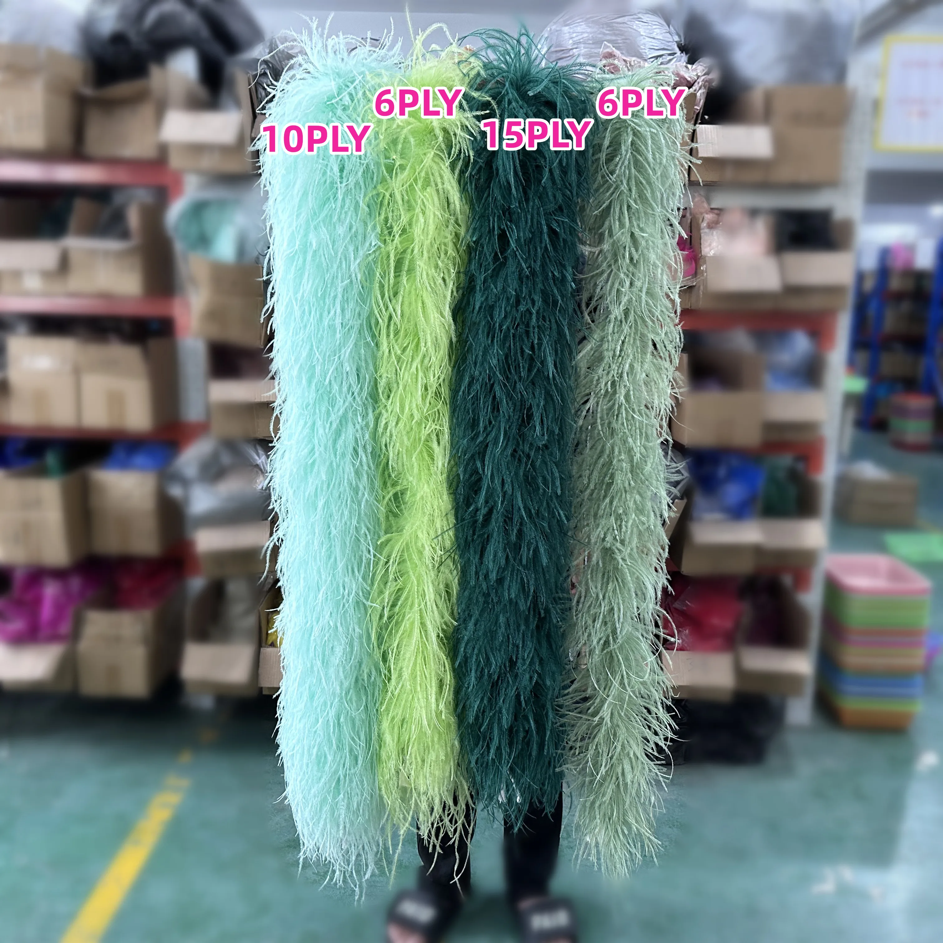 

2 6 10 20 26PLY Fluffy Ostrich Feathers Boa Feather Fringes Strips Shawl 2Meters for Wedding Dress Decoration Custom Color Thick