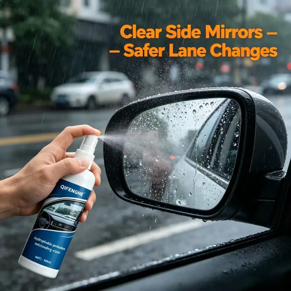 Car Glass Anti-Rain Spray, 100ml Hydrophobic Water Repellent with Cleaning Towel for Windshield