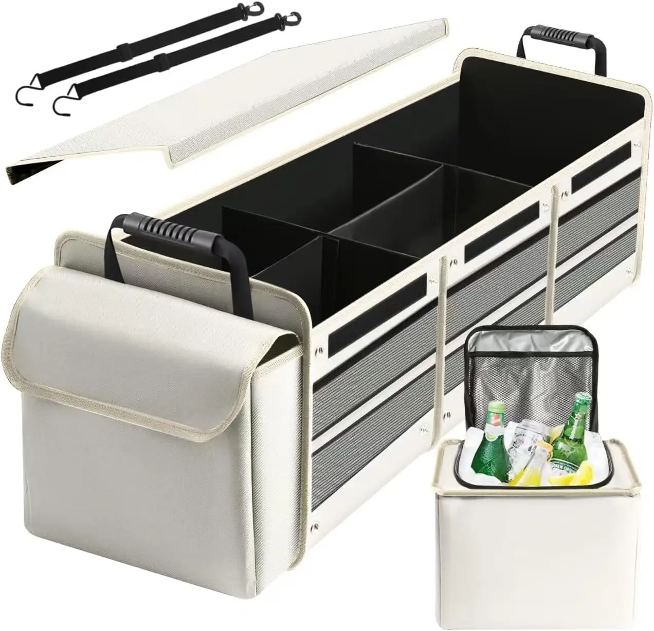 

4-in-1 Car Trunk Organizer with Insulated Cooler Bag, Waterproof Portable Storage for SUV, Truck