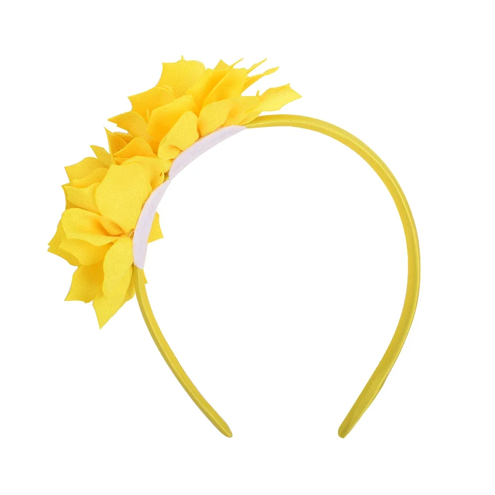3.7 Inch Solid Big Flower Headband Hair Band for Children Girls Bows Hair Hoop Grosgrain Ribbon Hair Accessories NEW Handmade