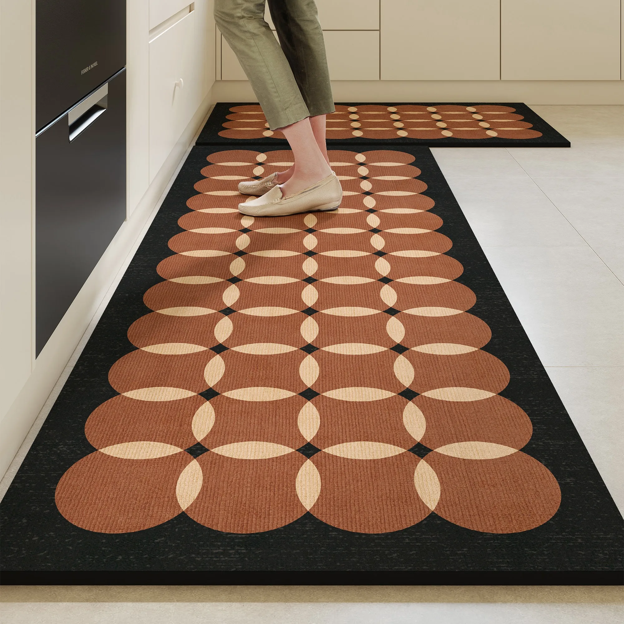 Geometric Pattern Kitchen Carpets PVC Anti-fouling Waterproof Rugs Long Strip Waterproof Non-slip Runner Floor Mat Balcony Mats