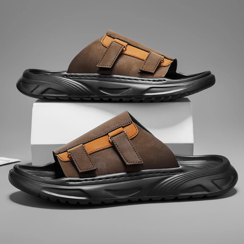 

Мужские модные тапочки, новые летние пляжные туфли с мягкой подошвой, противоскользящие, дышащие, легкие, молодежные, повседневные, для прогулок.