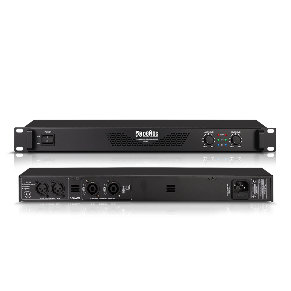 DJ Eindversterker 4 Kanaals Lichtgewicht Versterker 1U 8 Ohm 100W 4 Ohm 200W Geschikt voor Kleine Podiumoptredens Karaoke DGNOG