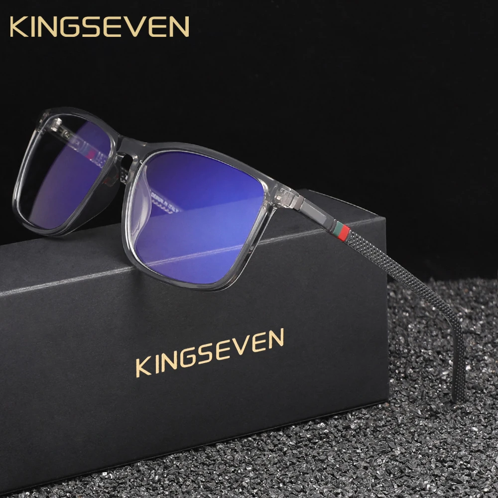 KINGSEVEN Blue Light Blocking Glasses Men/Women Phone Computer Eyewear Rectangle Anti-Blue Glasses Ultralight